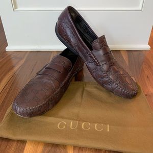Gucci signature driver shoes in brown leather